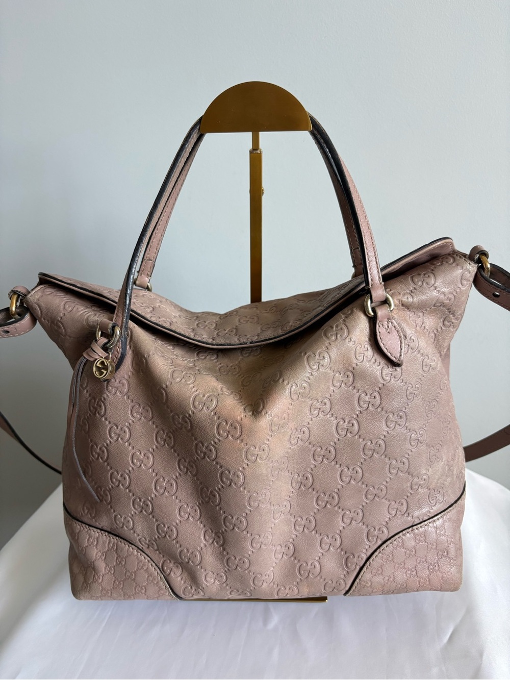 GUCCI Guccissima Medium Bree Foldover Tote Soft Pink | Project Bag
